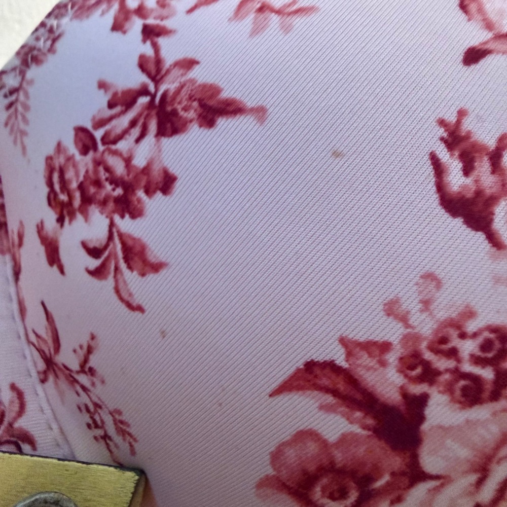 Laura Ashley Floral Push Up Bra‎ 36C Pink Red Rose Lace Longline - Picture 4 of 6